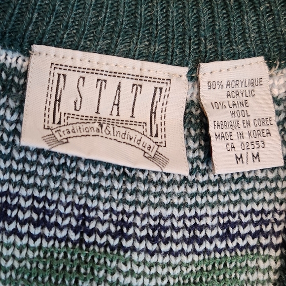 Estate Vintage 90s Sweater Vest Button Front Cardigan Geometric Print Size M - Picture 10 of 11